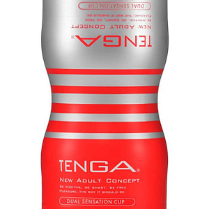 TENGA Dual Sensation Cup - Einweg-Masturbator mit 2 Öffnungen Rot/Silber