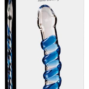 Icicles Glasdildo mit Reizspirale Transparent/Blau