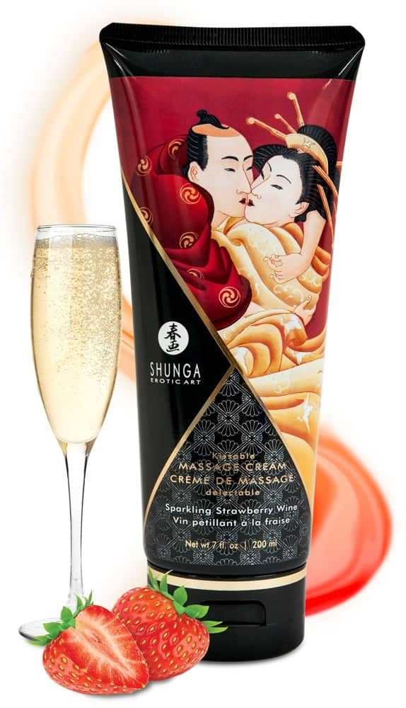 Shunga Kissable Massage Cream - Himbeer Feeling Sparkling Strawberry Wine (200 ml)